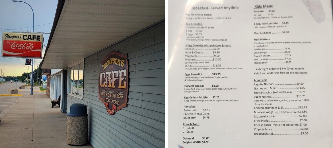 Thompson's Cafe Menu