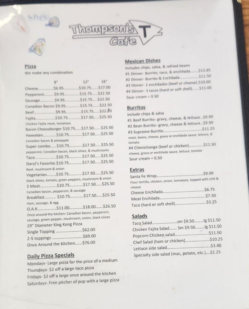 Thompson's Cafe Menu image 2